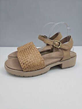 Munro Conner Sandal Womens 11 EXTRA WIDE Tan Leather Woven Platform Comfort